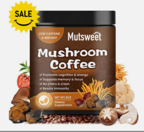 Mutsweet Mushroom Coffee Mushroom Powder Blend & Lions Mane for Energy Immune Support