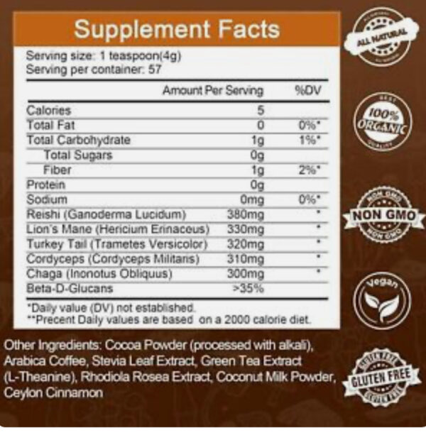⁦Mutsweet Mushroom Coffee Mushroom Powder Blend & Lions Mane for Energy Immune Support⁩ - الصورة ⁦3⁩