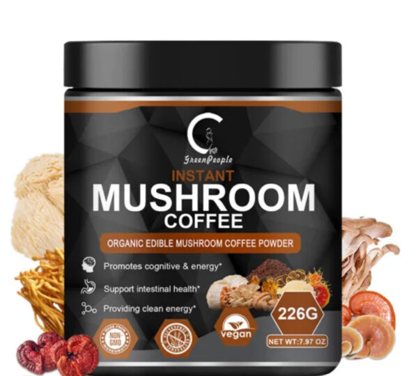 Green People Instant Organic Lions Mane Mushroom Coffee Powder 226g Brain & Memory Hericium Erinaceus