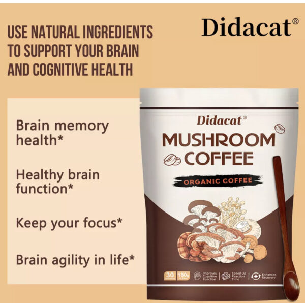 ⁦Didacat 2024 New Mushroom Coffee Organic Coffee 30 Servings in one Pack⁩ - الصورة ⁦3⁩