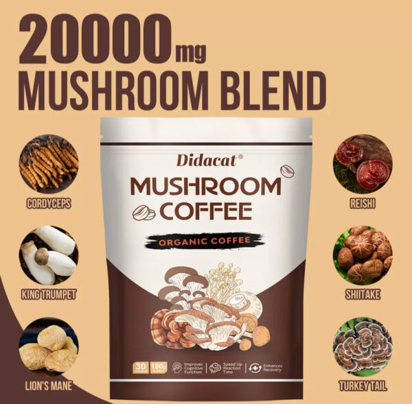 ⁦Didacat 2024 New Mushroom Coffee Organic Coffee 30 Servings in one Pack⁩ - الصورة ⁦7⁩