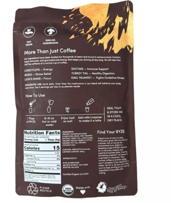 RYZE Mushroom Coffee, Organic Bag Of 30 Servings - Image 6