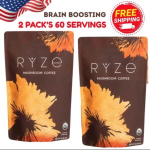 2 Pack RYZE Mushroom Coffee Bags Of 30 Servings Each Organic Arabica Coffee New